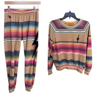 AVIATOR NATION WOMEN’S TULUM BOLT STITCH SWEATSUIT LIGHT KHAKI